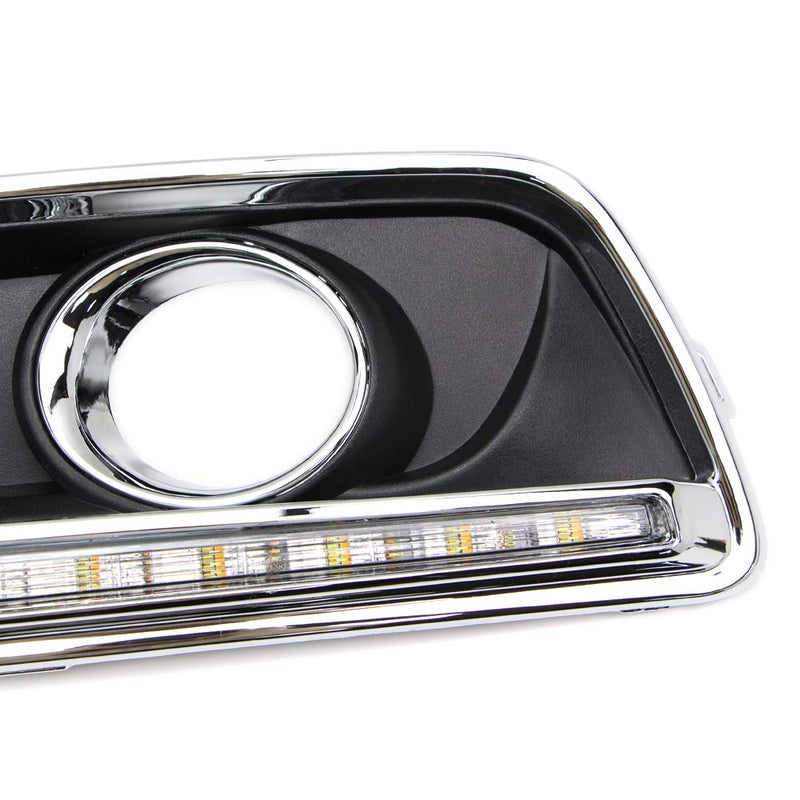 Dreamseek 3 Colors LED DRL Compatible With Chevy Malibu 2013 2014 2015, Malibu Limited 2016 Daytime Running Light Fog Lamp Bezel With Yellow Turn Signal + Blue Night Mode - Image 4